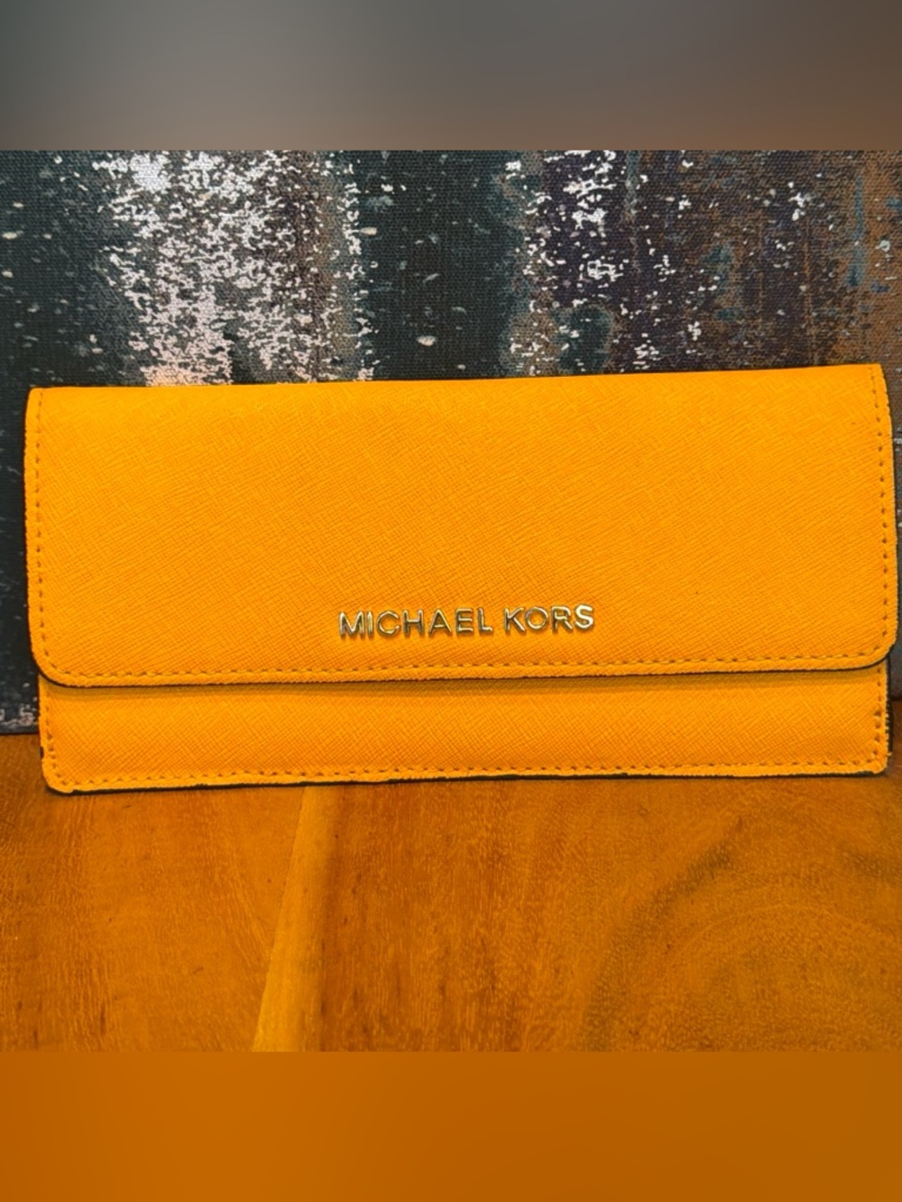 Michael Kors Color Pop Bright Yellow 2010s Saffiano Wallet (Good)